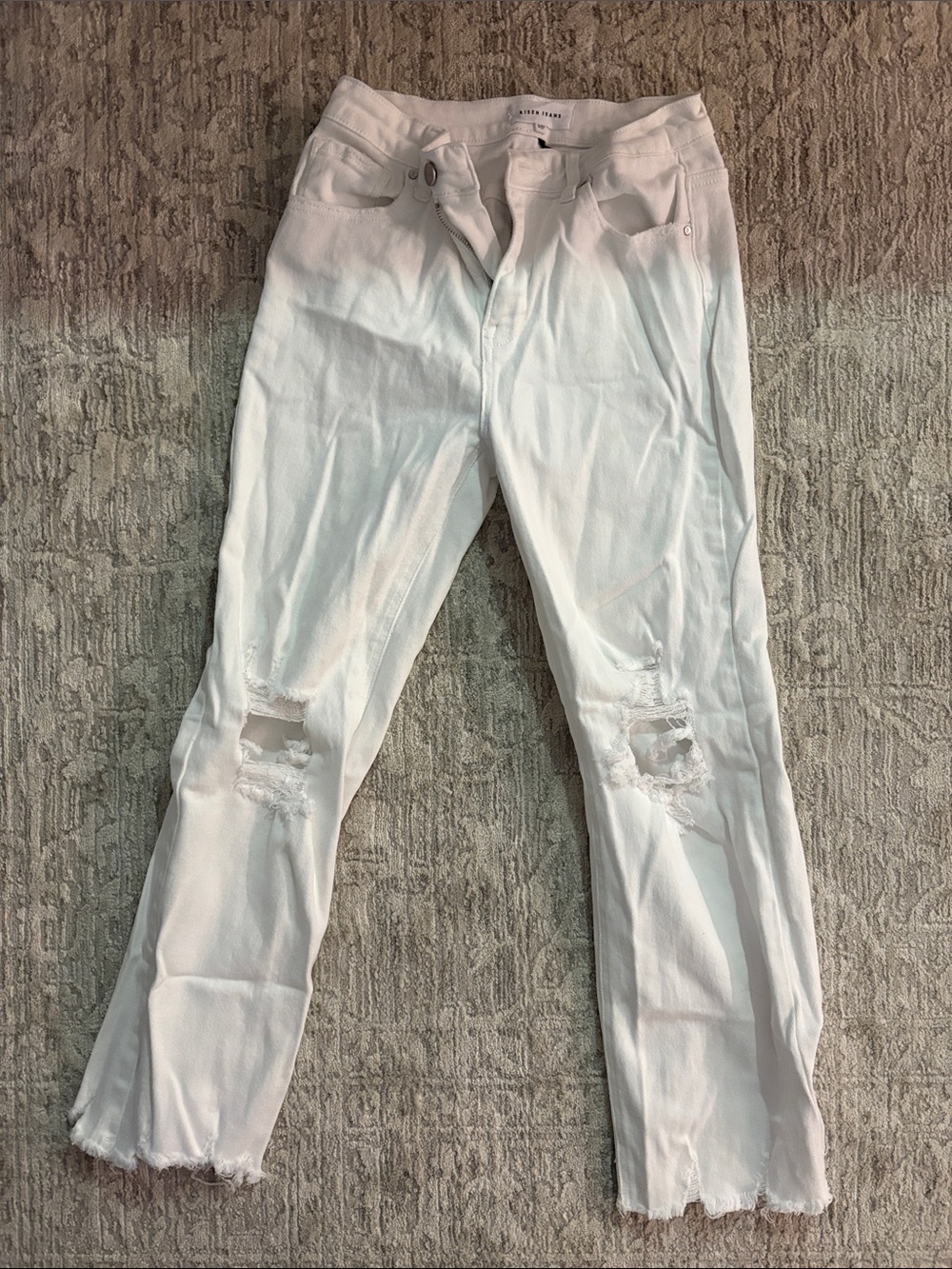 Women’s Slim Straight Distressed White Jeans